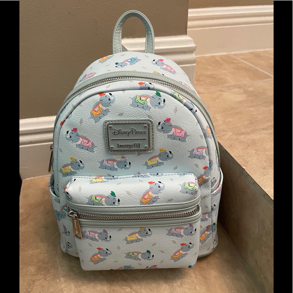 Disney Parks Excl. Dumbo Flying Elephant Light Blue Loungefly Backpack NWT